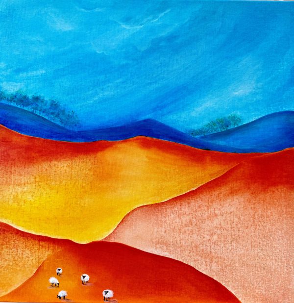 Energetic Ewes - 60x60cm on Canvas