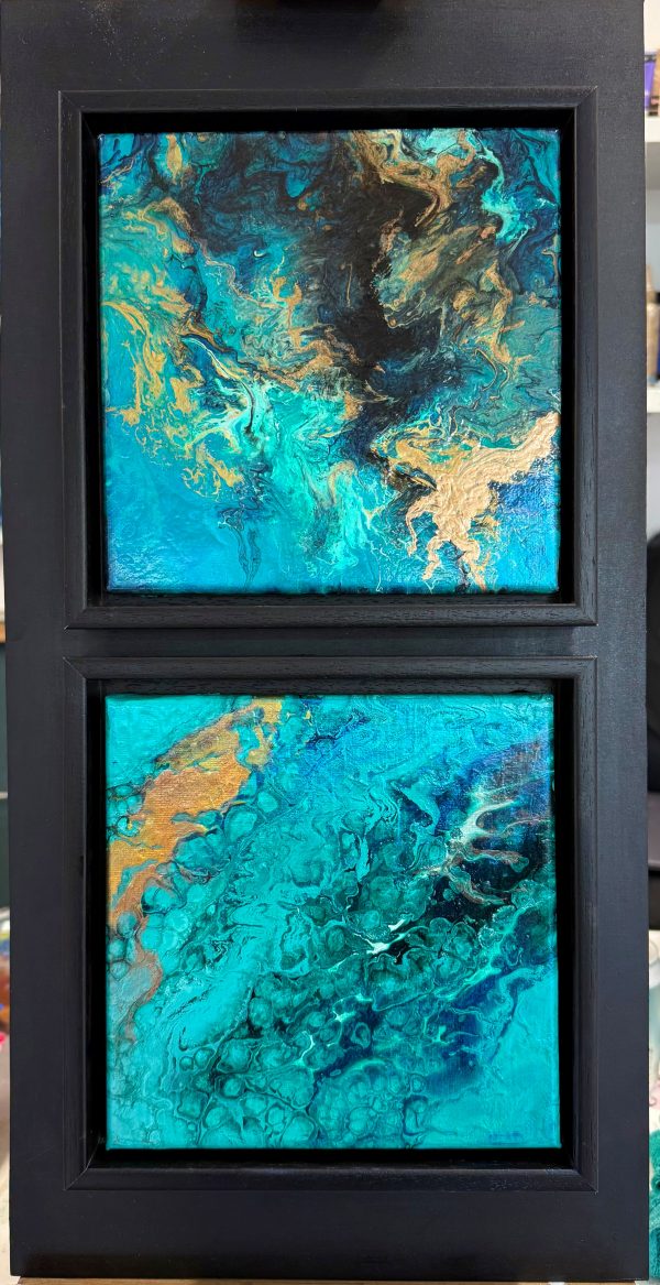 Iridescent Green Blue - 60x30cm acrylics